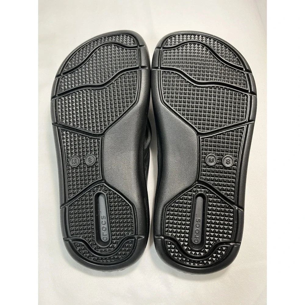 Crocs LiteRide Flip Flop Black Thong Sandal NEW M8 W10 Lightweight Pool Beach
